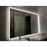 Большое зеркало в ванную комнату с подсветкой светодиодной лентой Люмиро